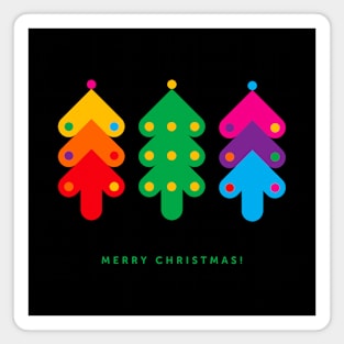 Merry Christmas with colorful Christmas trees, version three Magnet